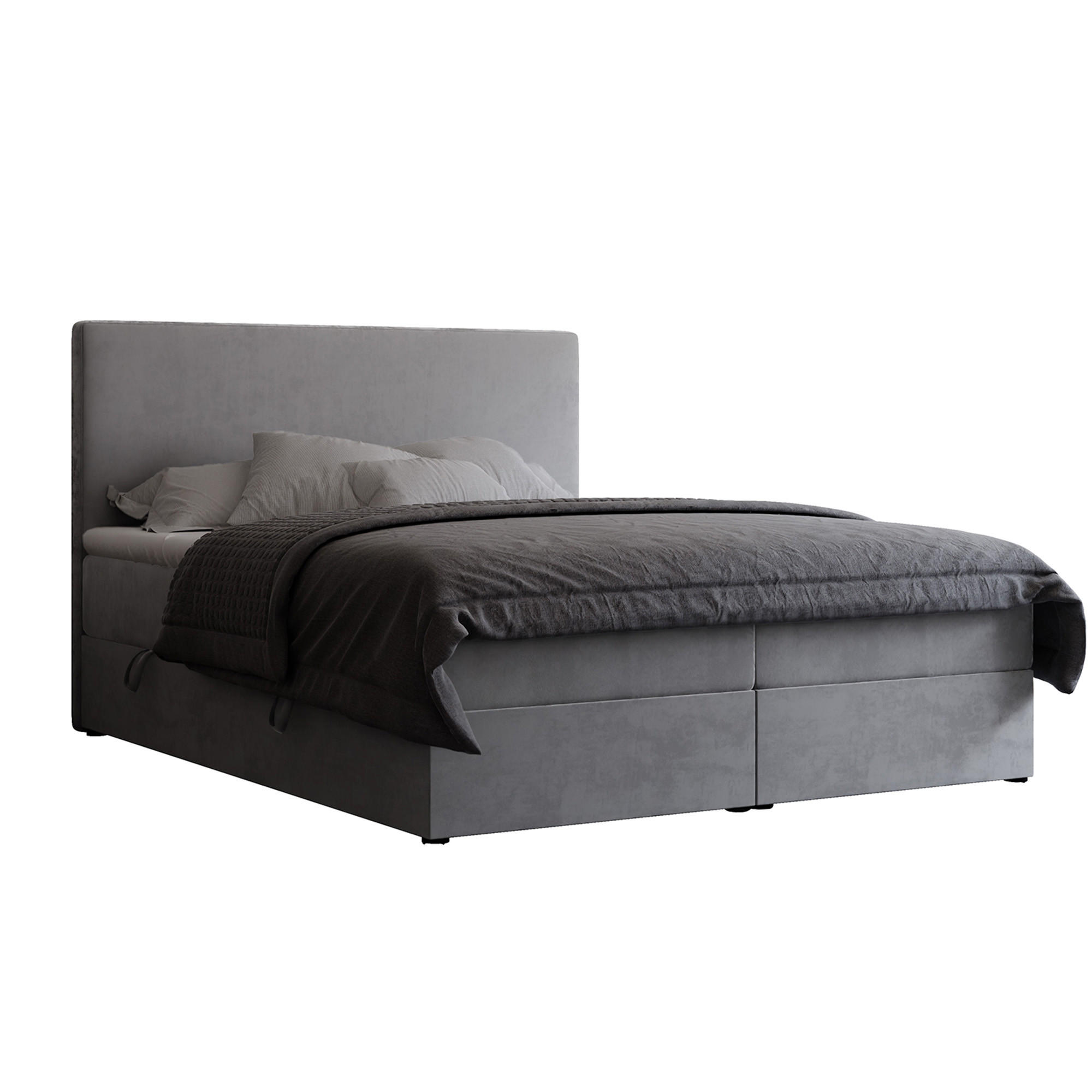 BOXBETT 160x200 cm mit Topper - Hellgrau, Holzwerkstoff/Textil (160/200cm) - Idohome