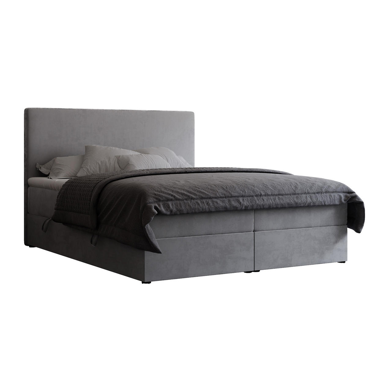BOXBETT 140x200 cm mit Topper - Hellgrau, Holzwerkstoff/Textil (140/200cm) - Idohome
