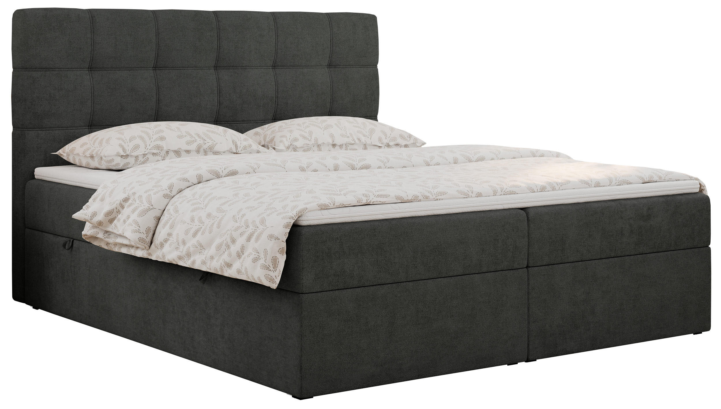 BOXBETT ERNI 120/200 - Dunkelgrau Strukture - H3 - Dunkelgrau, Holz/Textil (120/200cm) - MKS