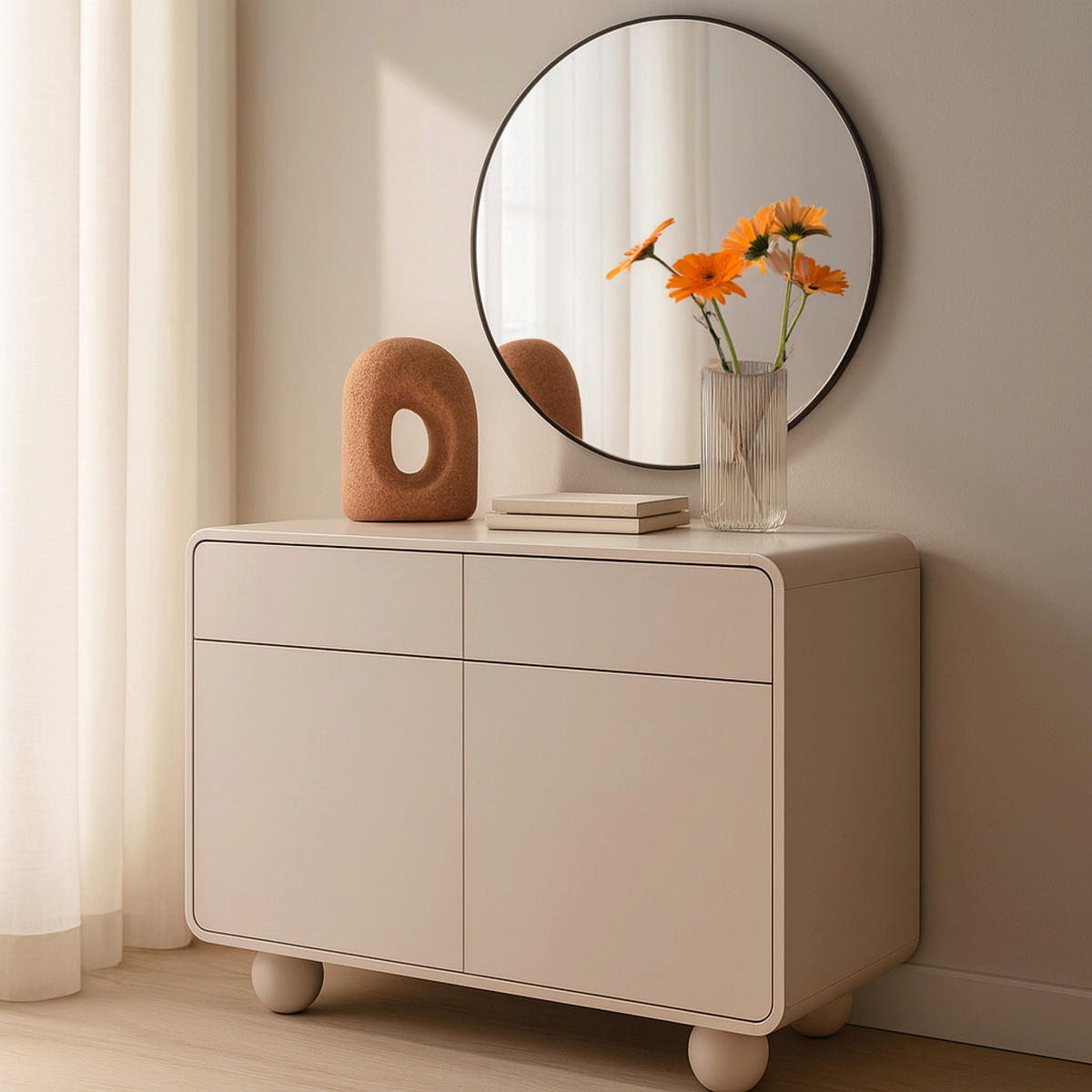 KOMMODE Ballo - Beige, Holzwerkstoff (108/75/39cm) - Pillovely