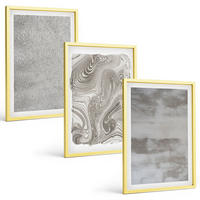 BILDER SET 3er Set - 40x60 cm Goldrahmen - Industrielle abstrakte Muster - Goldfarben, Kunststoff (40/60cm) - TULUP