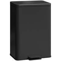 TRETEIMER MIT SOFTCLOSE-DECKEL 34,2/30,6/44,2 cm Edelstahl Mattschwarz Mülleimer 20L Küche - Schwarz, Metall (30.6/44.2/34.2cm) - Rolipo
