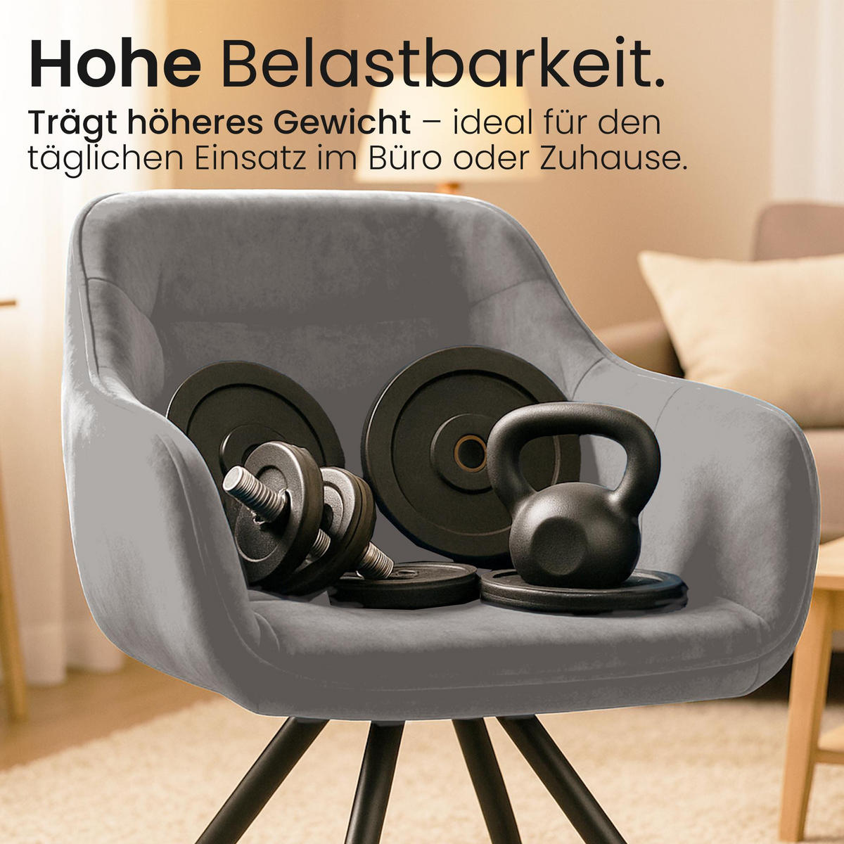 ARMLEHNENSTUHL Samt grau - Schwarz/Grau, Textil/Metall (57/90/63cm) - CLP