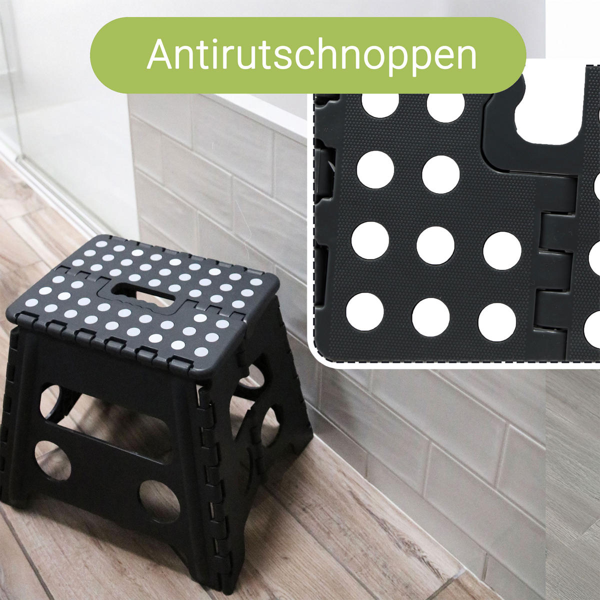 KLAPPHOCKER, 29x22x30 cm, 100% Kunststoff - Schwarz, Kunststoff (29/30/22cm) - Zollner