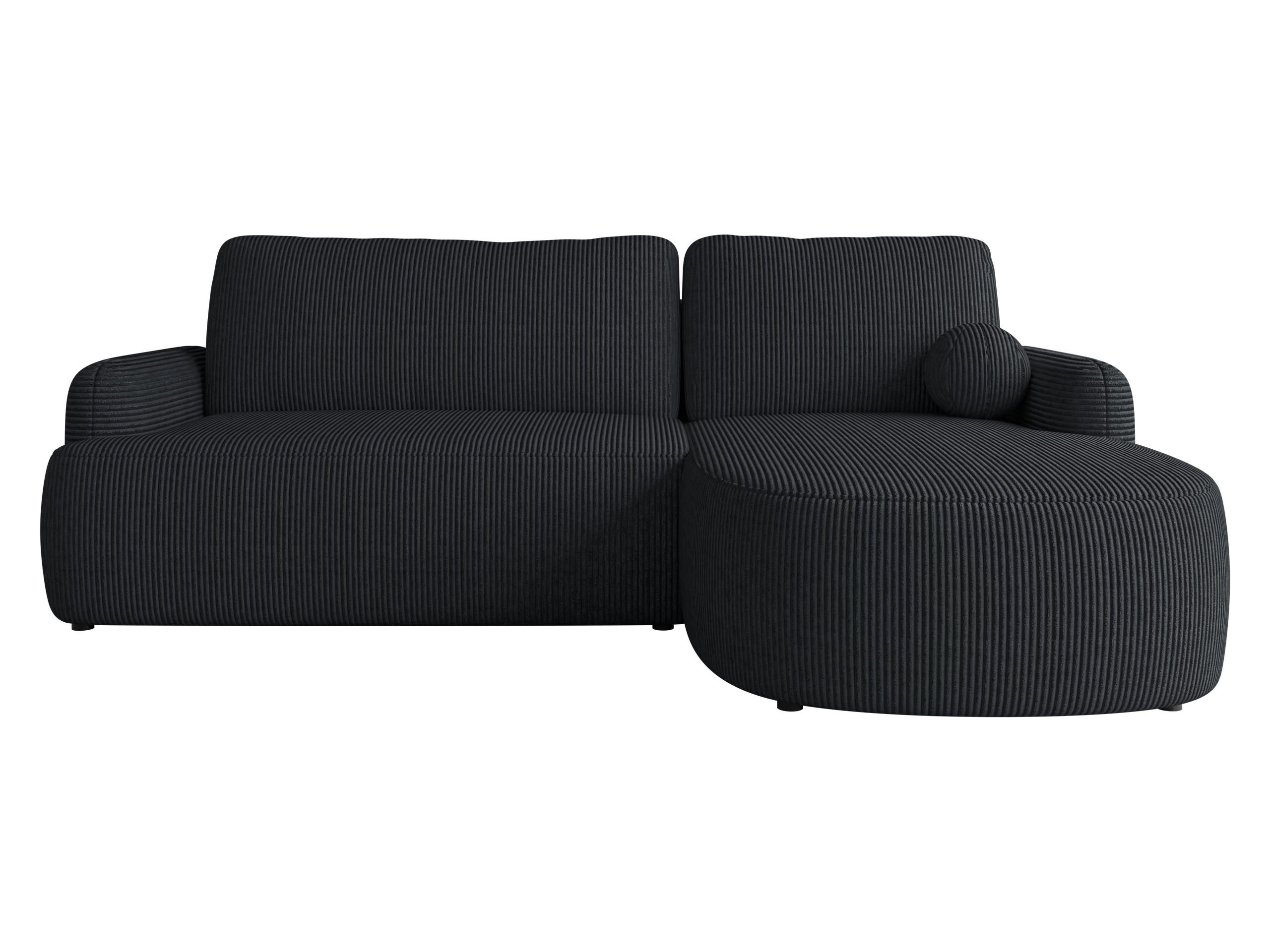 ECKSOFA Loridu Cord, Seite: Rechts - Schwarz, Holz/Kunststoff (250/174cm) - MIRJAN24