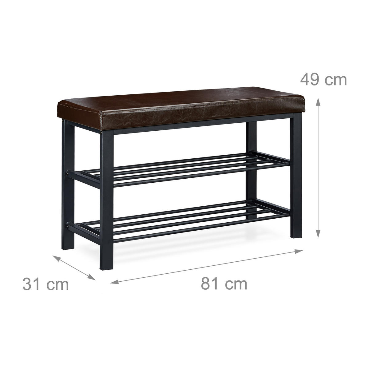 SCHUHBANK - Braun, Holzwerkstoff/Kunststoff (81/49/31cm) - Relaxdays