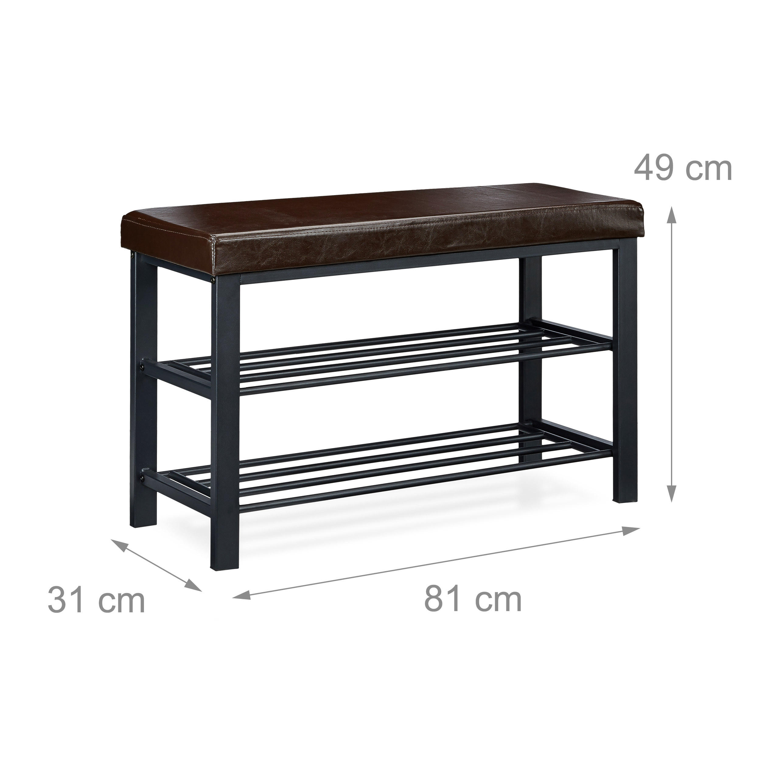 Thumbnail - Relaxdays Schuhbank, Braun, Holzwerkstoff, Kunststoff, Textil, 81x49x31 cm, Garderobe, Garderobenbänke, Schuhbänke