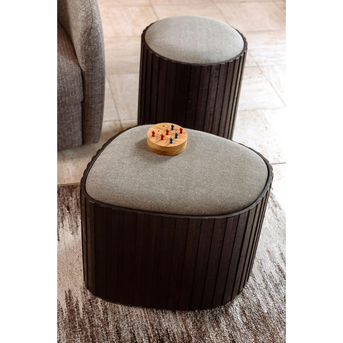SITZHOCKER Bay Mit Stauraum Organisch Geformt - Beige/Braun, Holz (52/39/50cm) - Dutchbone