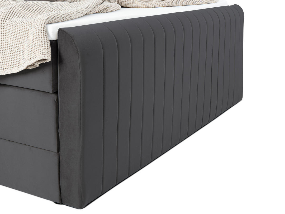 BOXSPRINGBETT FLY anthrazit 200/200 cm H2/H3 Samt - Anthrazit, Textil (200/200cm) - wonello