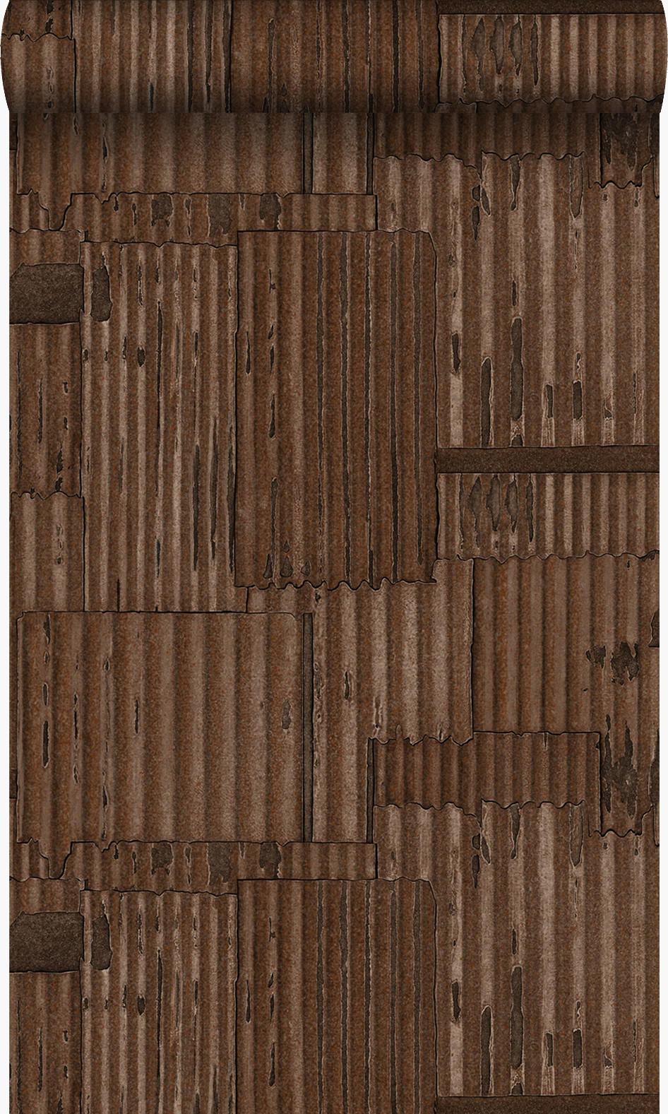 TAPETE industrielle Wellplatten aus Metall 3D 53 cm x 10.05 m - Braun, Papier (53/1000cm) - Origin Wallcoverings