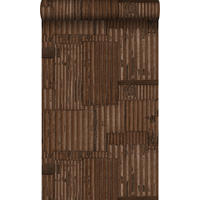 TAPETE industrielle Wellplatten aus Metall 3D 53 cm x 10.05 m - Braun, Papier (53/1000cm) - Origin Wallcoverings