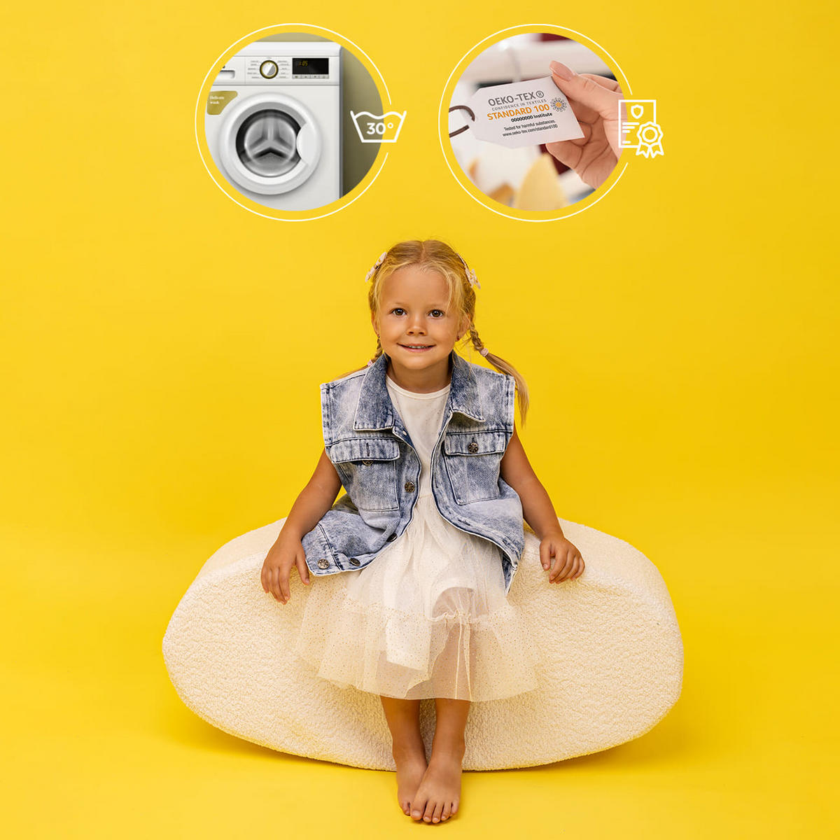 SCHAUMSTOFF-WIPPE - Babyhüpfer für Kinder, Aesthetic, Ecru - Ecru, Textil (80/35/24cm) - MeowBaby