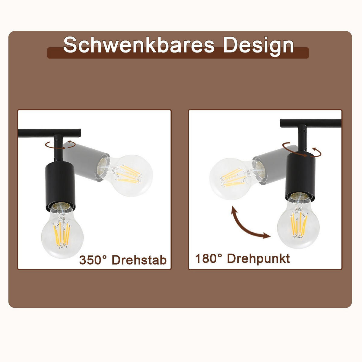 DECKENSTRAHLER Ernst 52/9/16cm - Schwarz, Metall (52/9/16cm) - ZMH