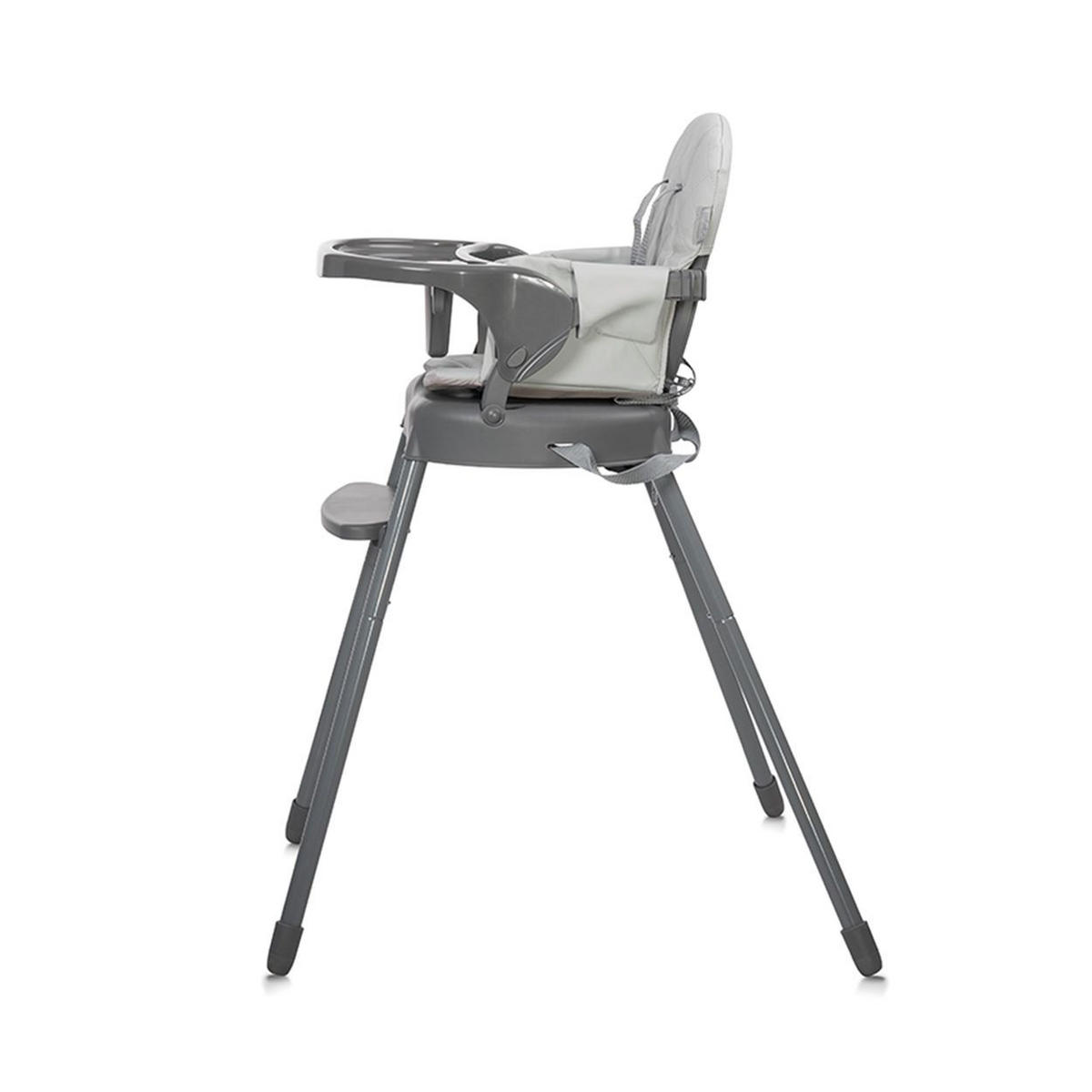 HOCHSTUHL Siesta 3 in 1 grau Kinderstuhl Booster Fußstütze 5-Punkt-Gurt - Grau, Kunststoff (70/97/52cm) - Lorelli