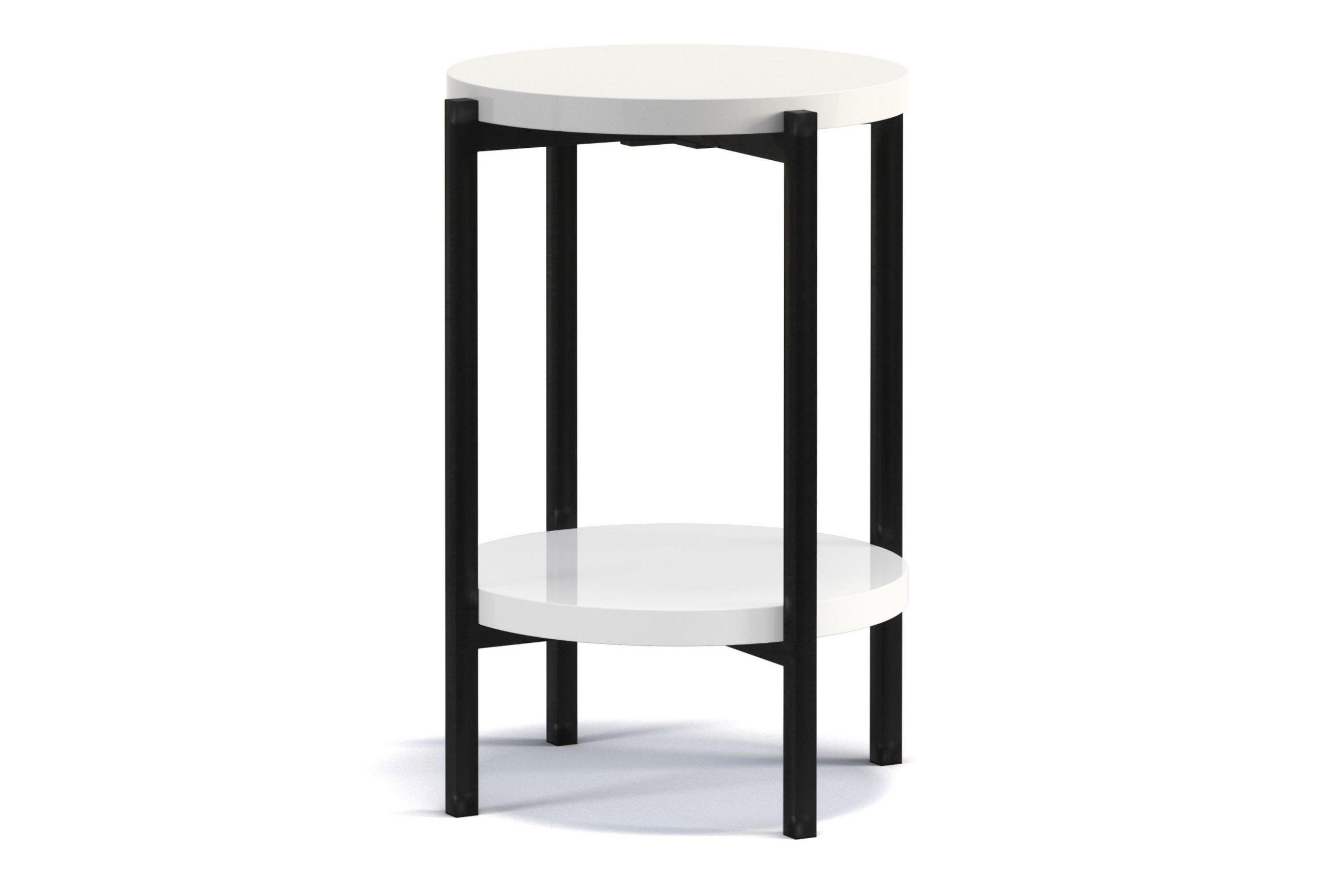 COUCHTISCH GERIS mit Ablageboden, Spanplatte, weiß - Weiß Hochglanz/Schwarz, Holz/Metall (45/45/61cm) - KONSIMO®