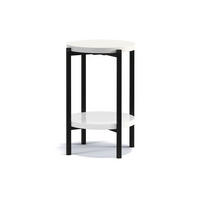 COUCHTISCH GERIS mit Ablageboden, Spanplatte, weiß - Weiß Hochglanz/Schwarz, Holz/Metall (45/45/61cm) - KONSIMO®
