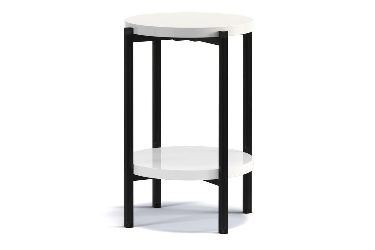 COUCHTISCH GERIS mit Ablageboden, Spanplatte, weiß - Weiß Hochglanz/Schwarz, Holz/Metall (45/45/61cm) - KONSIMO®