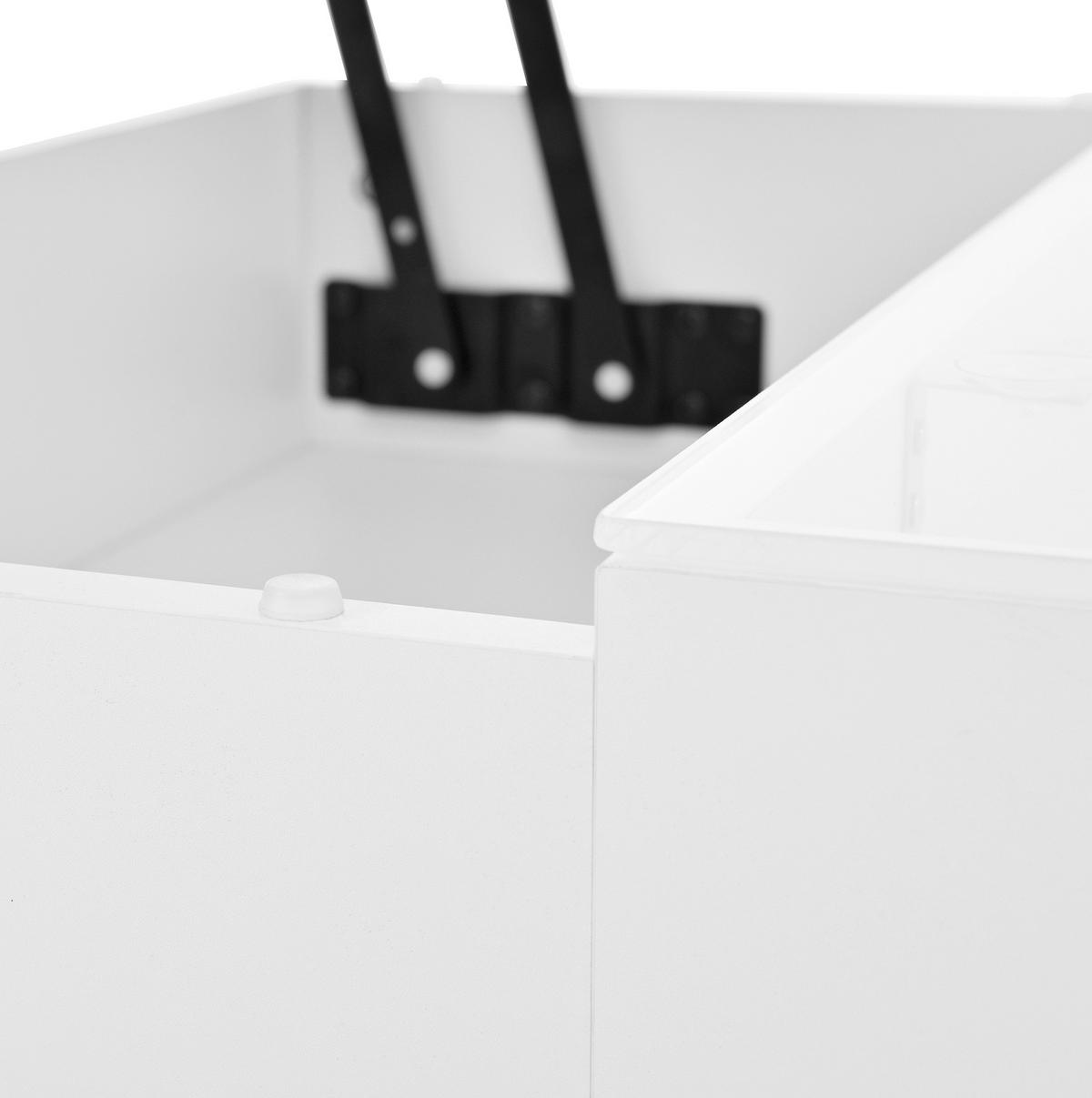 KONFERENČNÍ stolek 70/67/57 cm bílý z dřevotřísky se zdvihací deskou LED osvětlením - bílá, kompozitní dřevo (70/67/57cm) - OKWISH