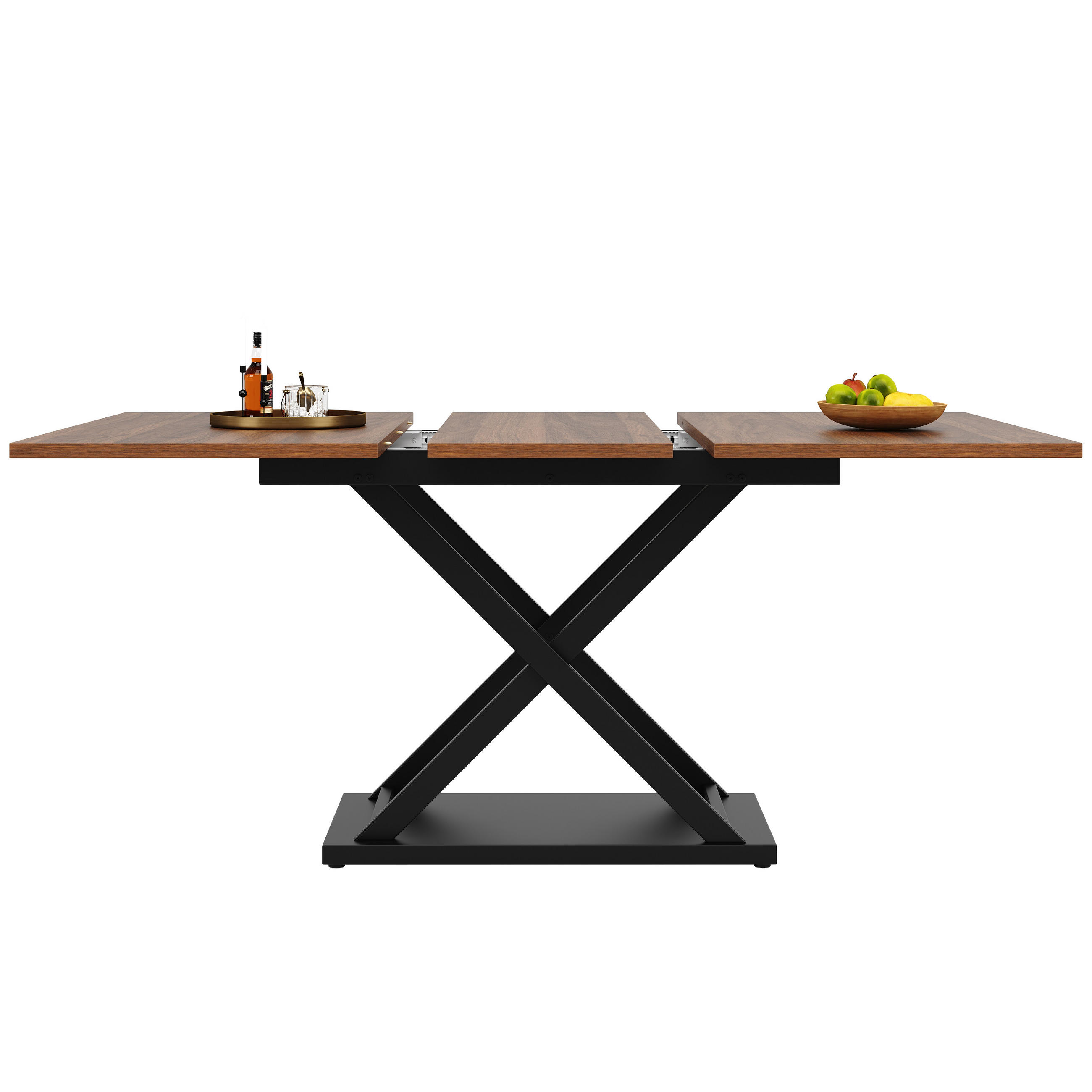 ESSTISCH Teleskoptisch 120/80cm mit Kreuzbeinen in Walnussfarbe - Walnussfarben, Holzwerkstoff (160/80/75cm) - OKWISH