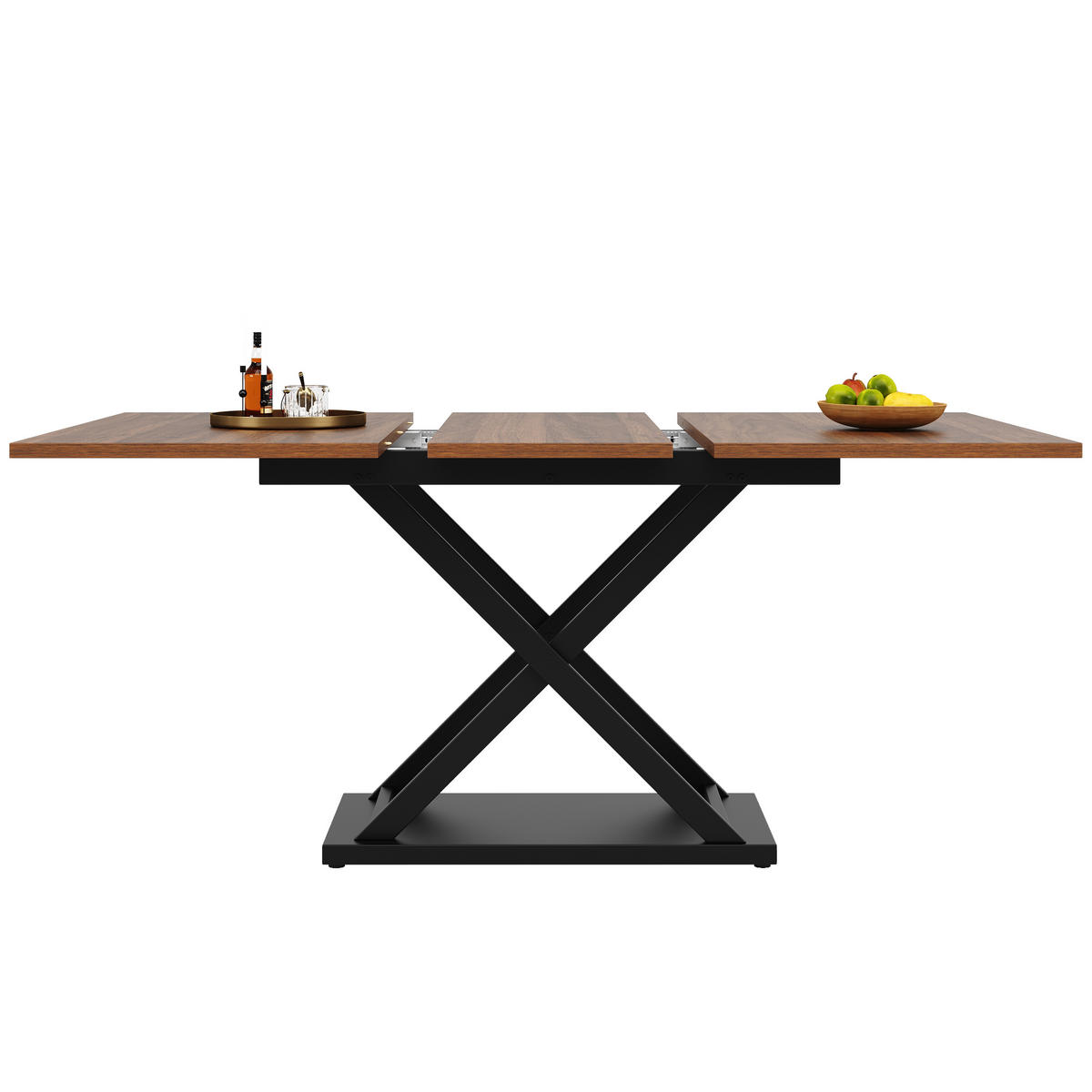 ESSTISCH Teleskoptisch 120/80cm mit Kreuzbeinen in Walnussfarbe - Walnussfarben, Holzwerkstoff (160/80/75cm) - OKWISH