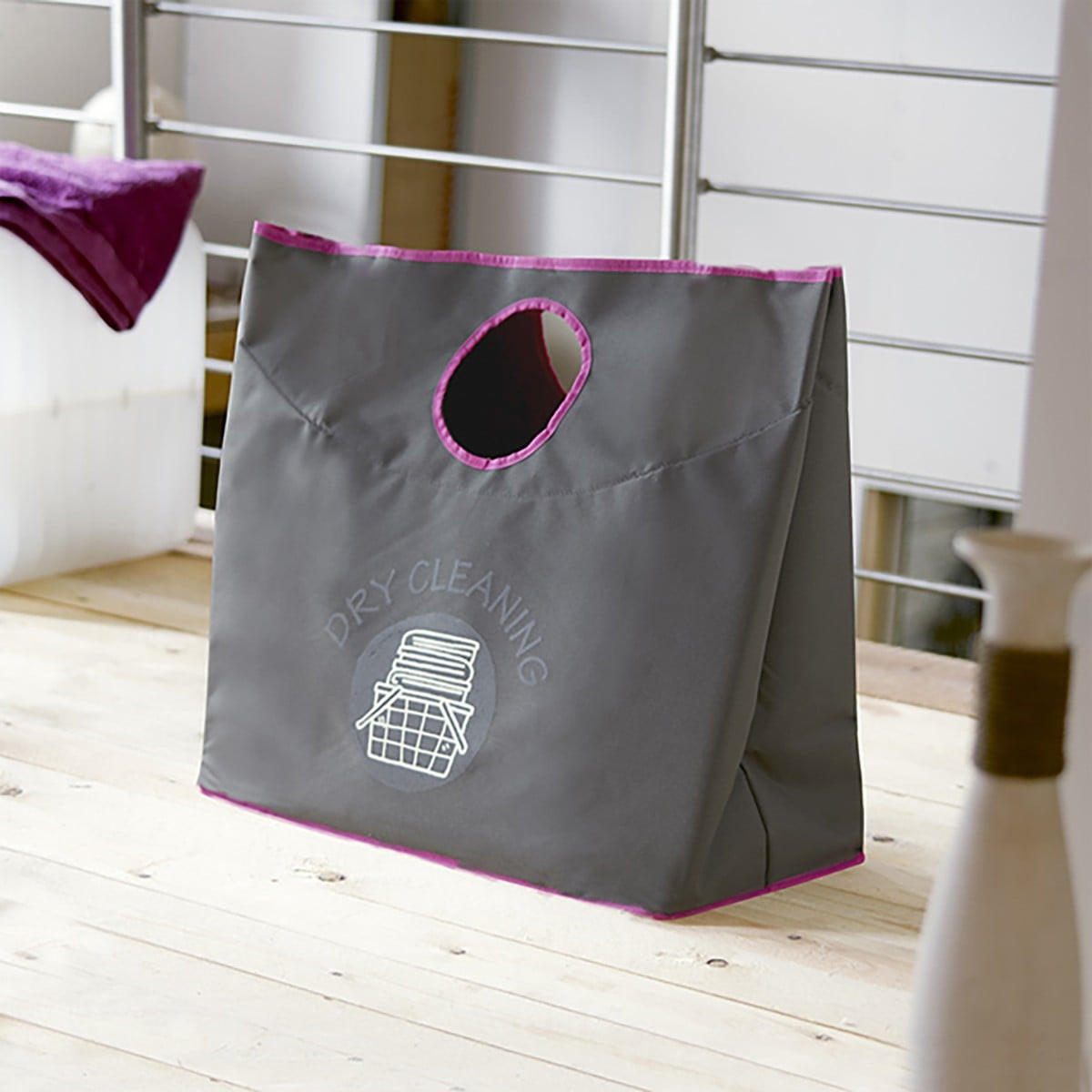 WÄSCHEKORB mit zwei runden Griffen - 55/30/54 cm - Pink, Textil (30/54/55cm) - Calicosy