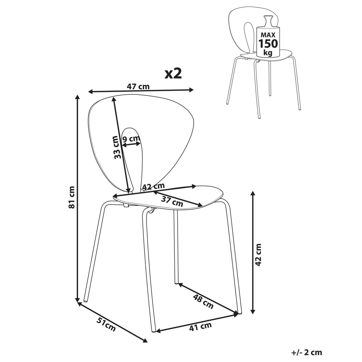 ESSZIMMERSTUHL 2er-Set Hellgrün Tracy - Silberfarben/Hellgrün, Kunststoff (47/81/51cm) - Beliani