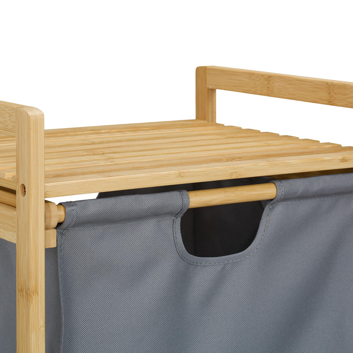 WÄSCHEKORB - Hellbraun, Holz/Textil (40/95/33cm) - Relaxdays