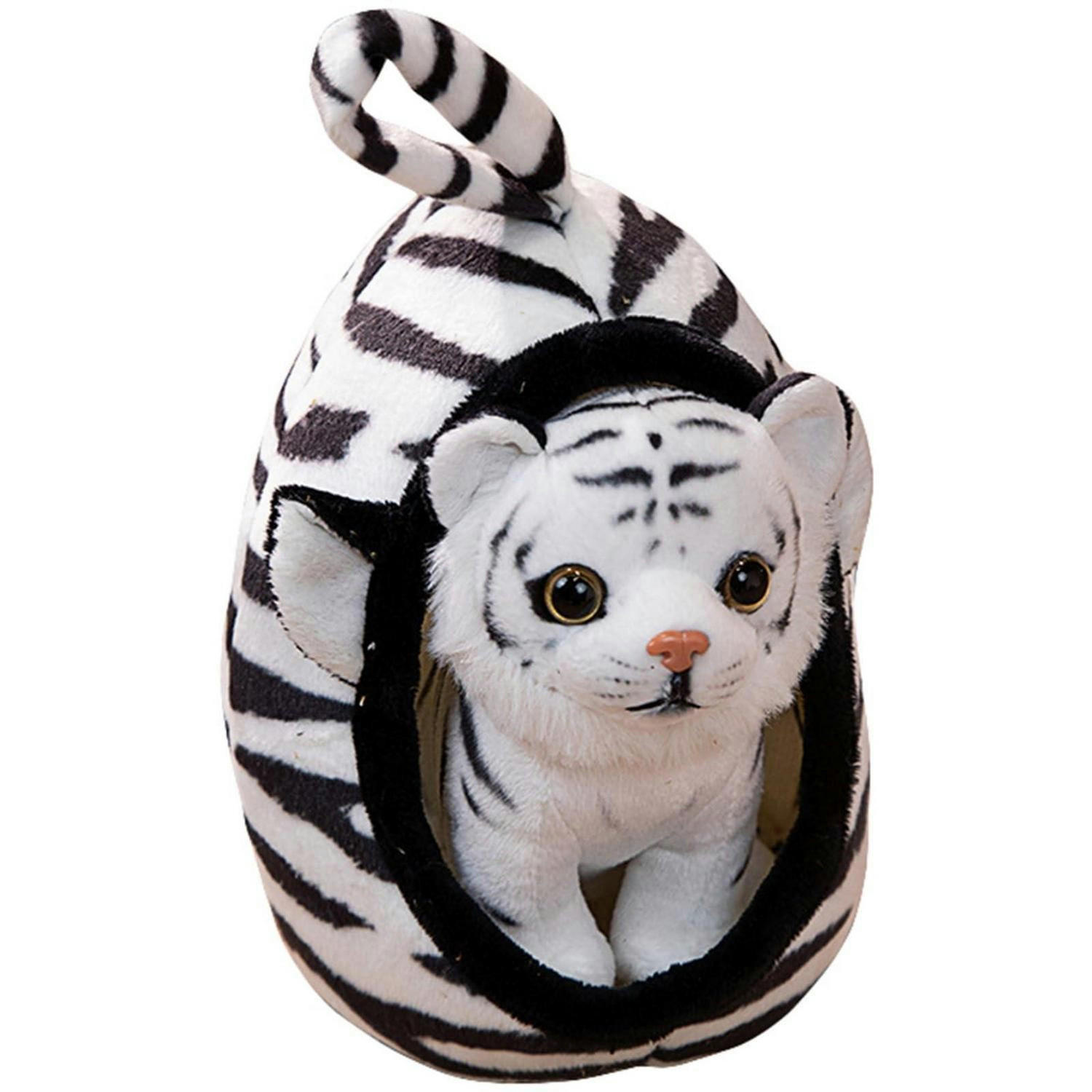 KUSCHELTIER Tiger mit Haustierkorb Plüschtier Weiß - Multicolor, Textil (8/20cm)