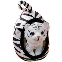 KUSCHELTIER Tiger mit Haustierkorb Plüschtier Weiß - Multicolor, Textil (8/20cm)