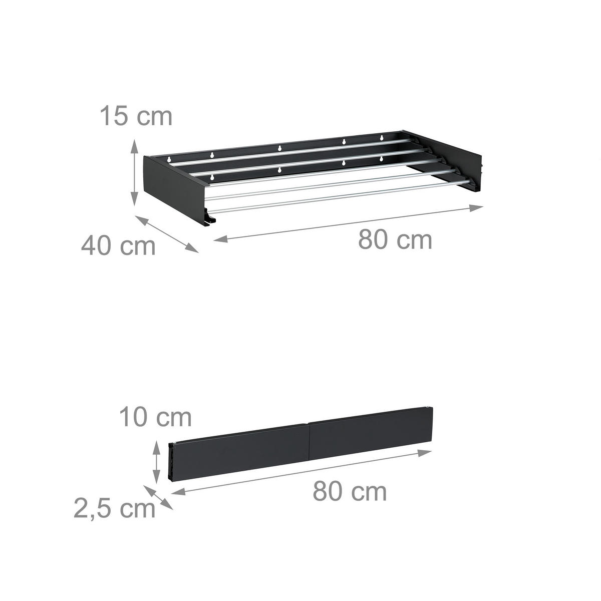 NÁSTENNÝ sušiak na prádlo - viacfarebná, kov (80/10/40cm) - Relaxdays