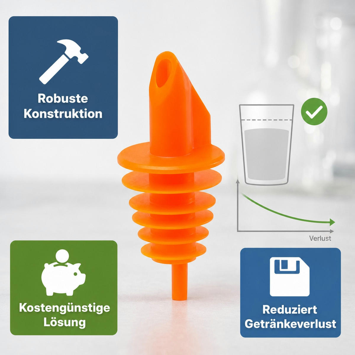 AUSGIESSER BILLY, Kunststoff, für 0,5-1,5L Flaschen - Orange, Kunststoff (3.5/7.5/3.5cm) - ich-zapfe