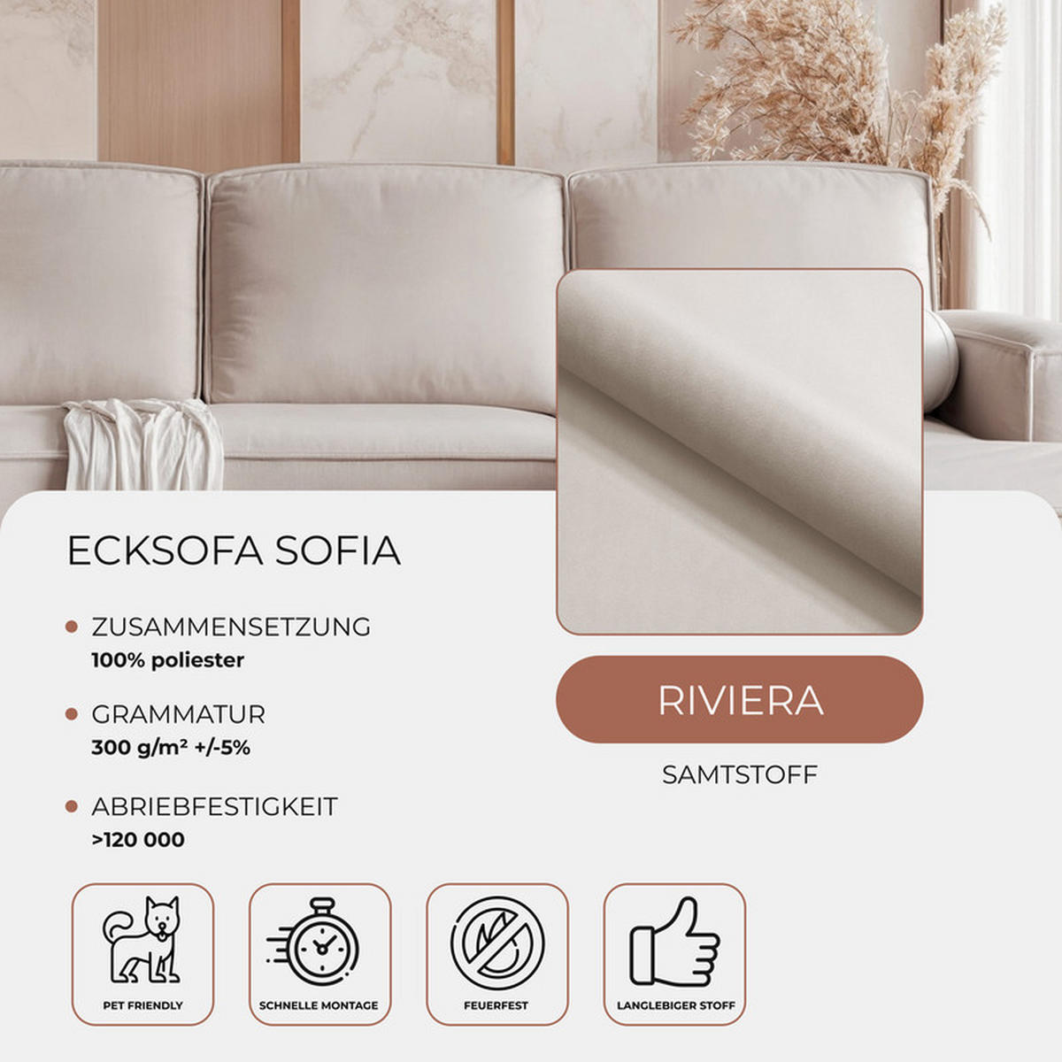 ECKSOFA SOFIA mit Schlaffunktion und Bettkasten Beige - Beige, Holzwerkstoff/Kunststoff (277/157cm) - Idohome
