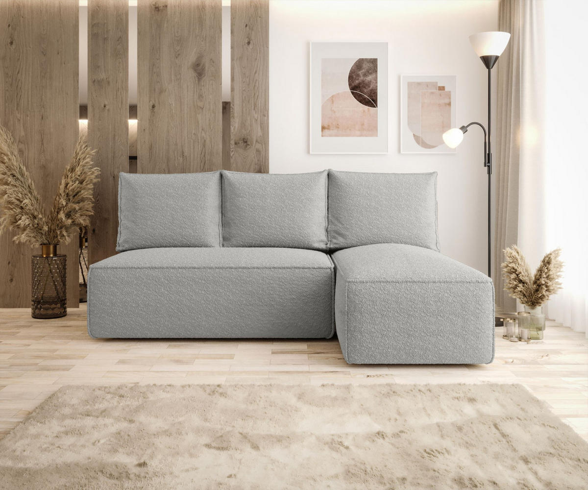 ECKSOFA mit Schlaffunktion SAVIO MINI Quelle 83 Rechts - Grau, Textil (200/140cm) - Bedante