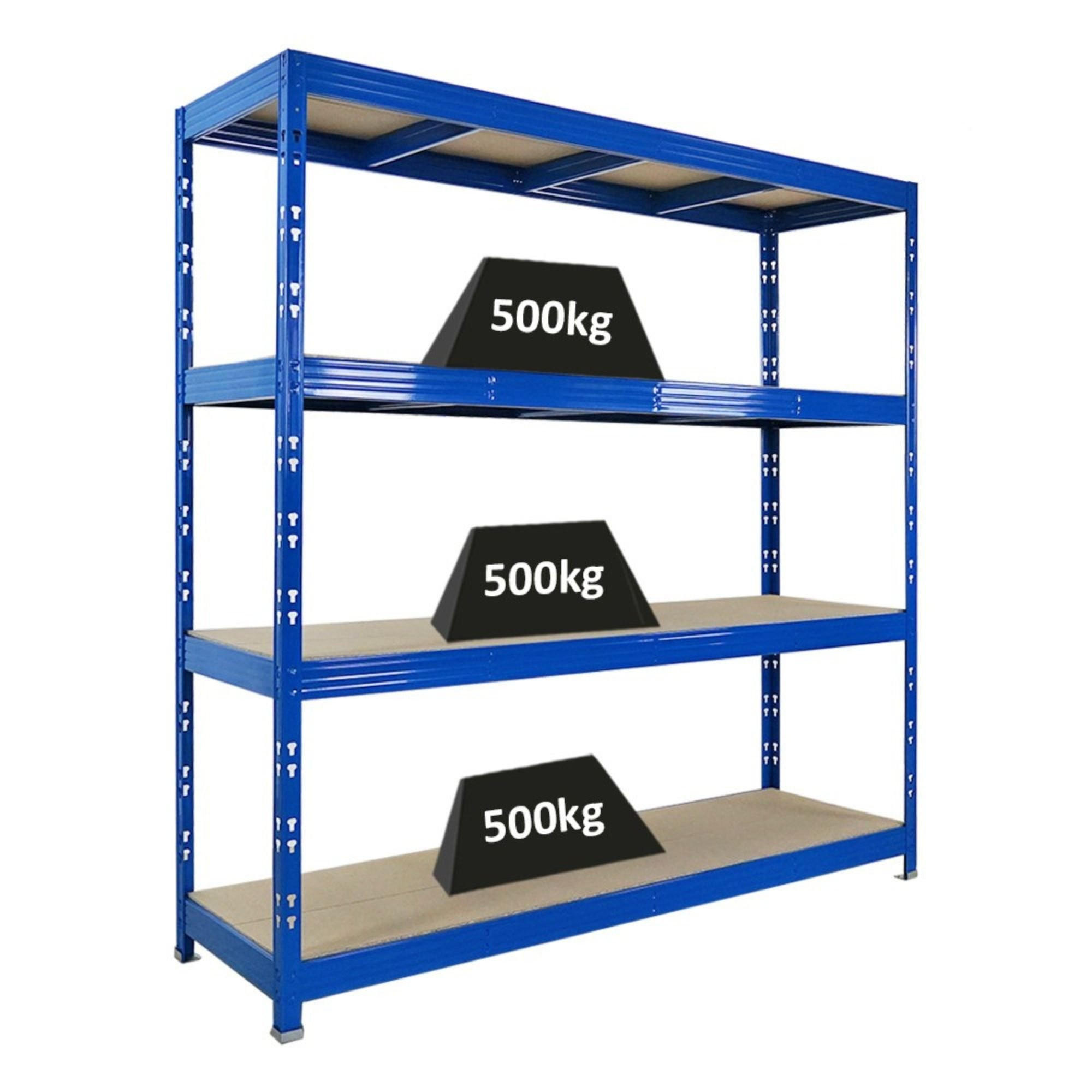 SCHWERLASTREGAL Rhino 200x200x60 cm 4 Spanplatten-Ebenen 8mm Fachlast 500 kg Blau - Blau, Metall (200/200/60cm) - PROREGAL