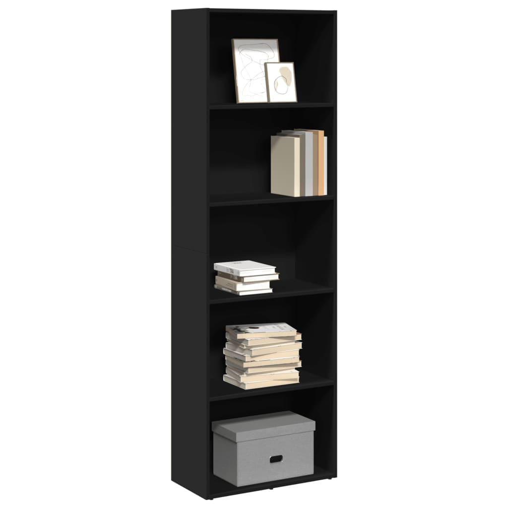 BÜCHERREGAL mit 5 Fächern 60/30/189 cm aus Holzwerkstoff Schwarz - Schwarz, Holz (60/189/30cm) - vidaXL