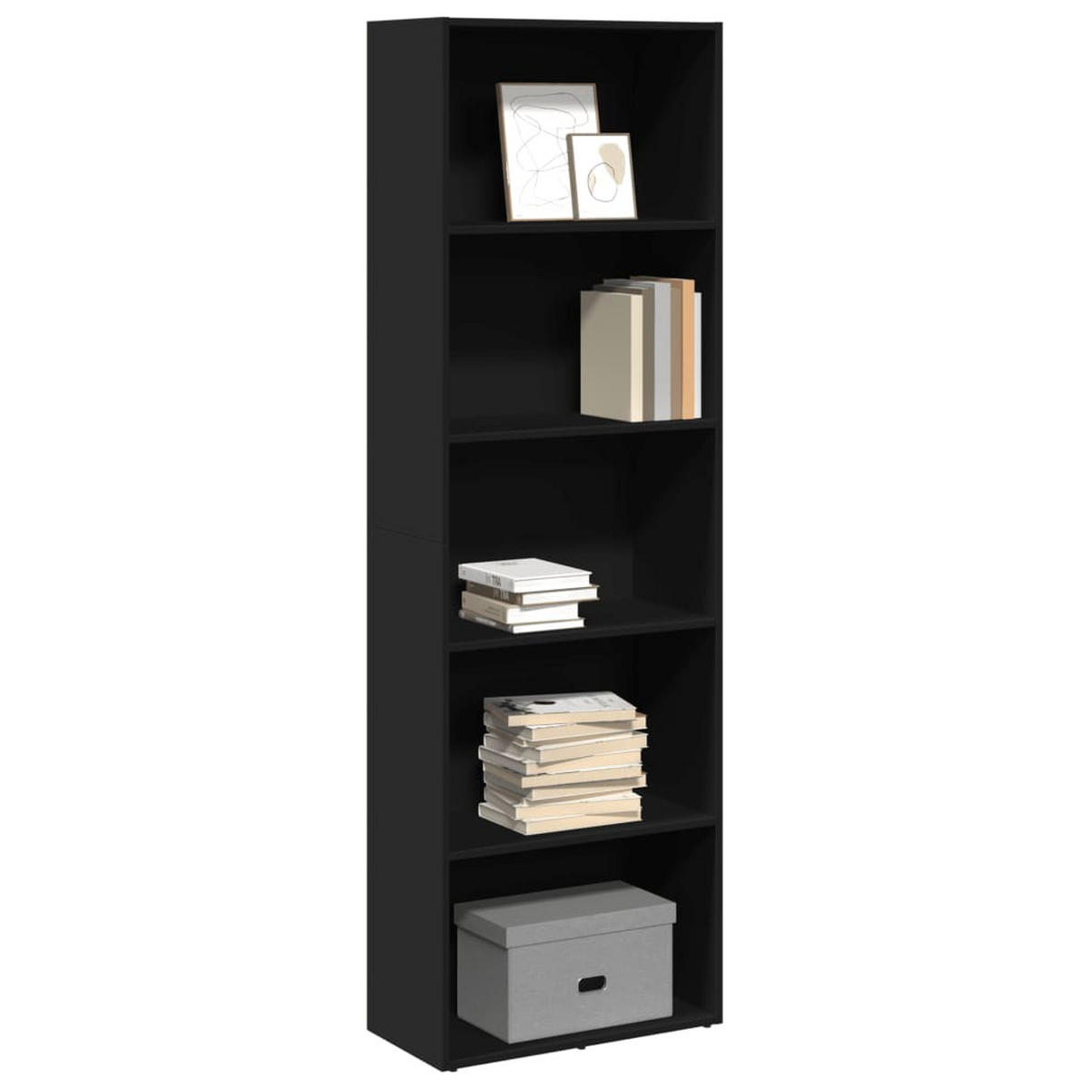 BÜCHERREGAL mit 5 Fächern 60/30/189 cm aus Holzwerkstoff Schwarz - Schwarz, Holz (60/189/30cm) - vidaXL