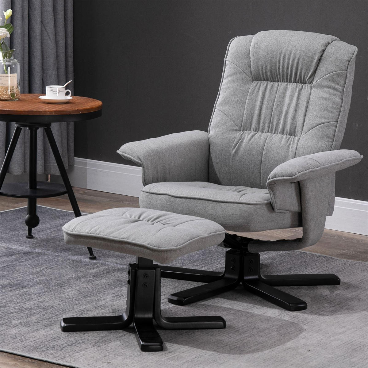 RELAXSESSELSET CHARLY - Schwarz/Grau, Textil (76/87/61cm) - IDIMEX