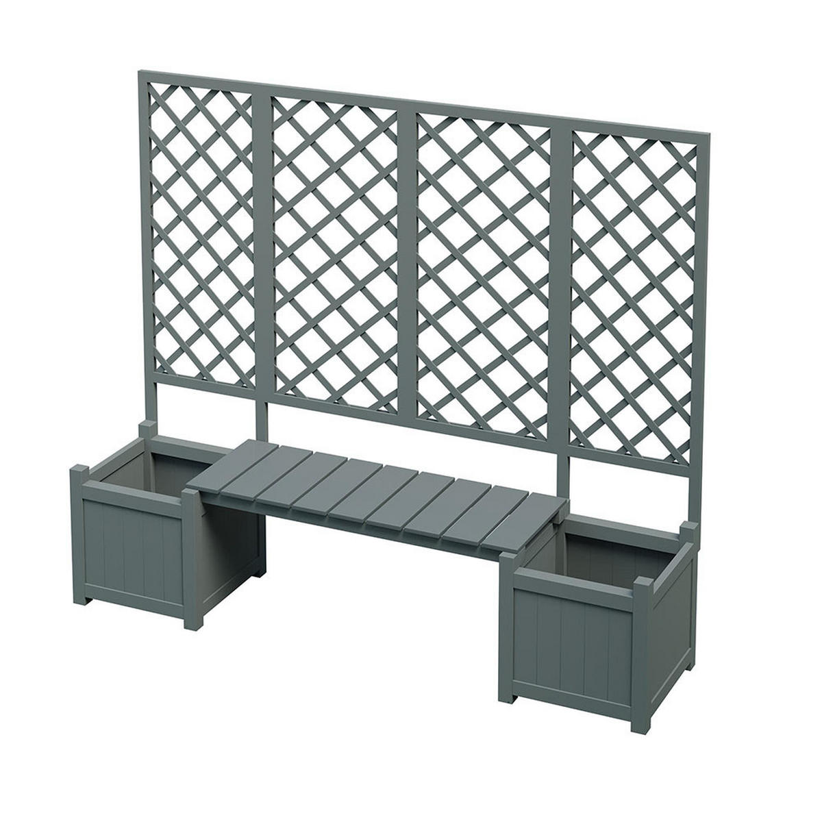 BLUMENKASTEN mit Spalier und Sitz für Garten Hof Terrasse，grau - Grau, Holz (42/145/169cm) - KOMHTOM