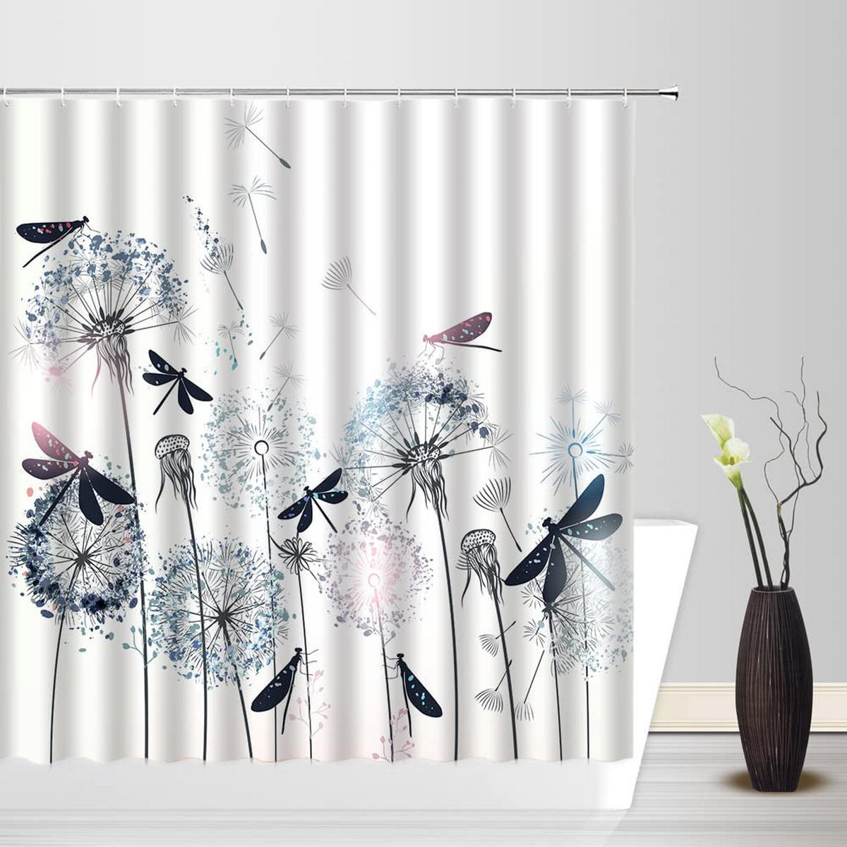 DUSCHVORHANG Aquarell Muster Polyester wasserdicht mit Haken für Badewanne Badezimmer - Multicolor, Textil (180/180cm) - MCBOSON
