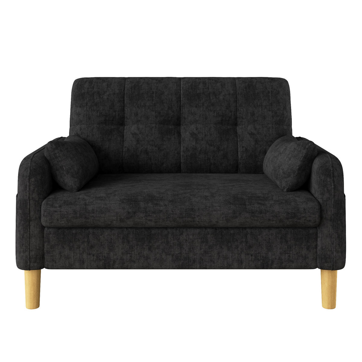 2-SITZER-SOFA Chenille mit Aufbewahrungstasche, DE-33242, Grau - Grau, Holzwerkstoff (119/85/78cm) - ComfortXL
