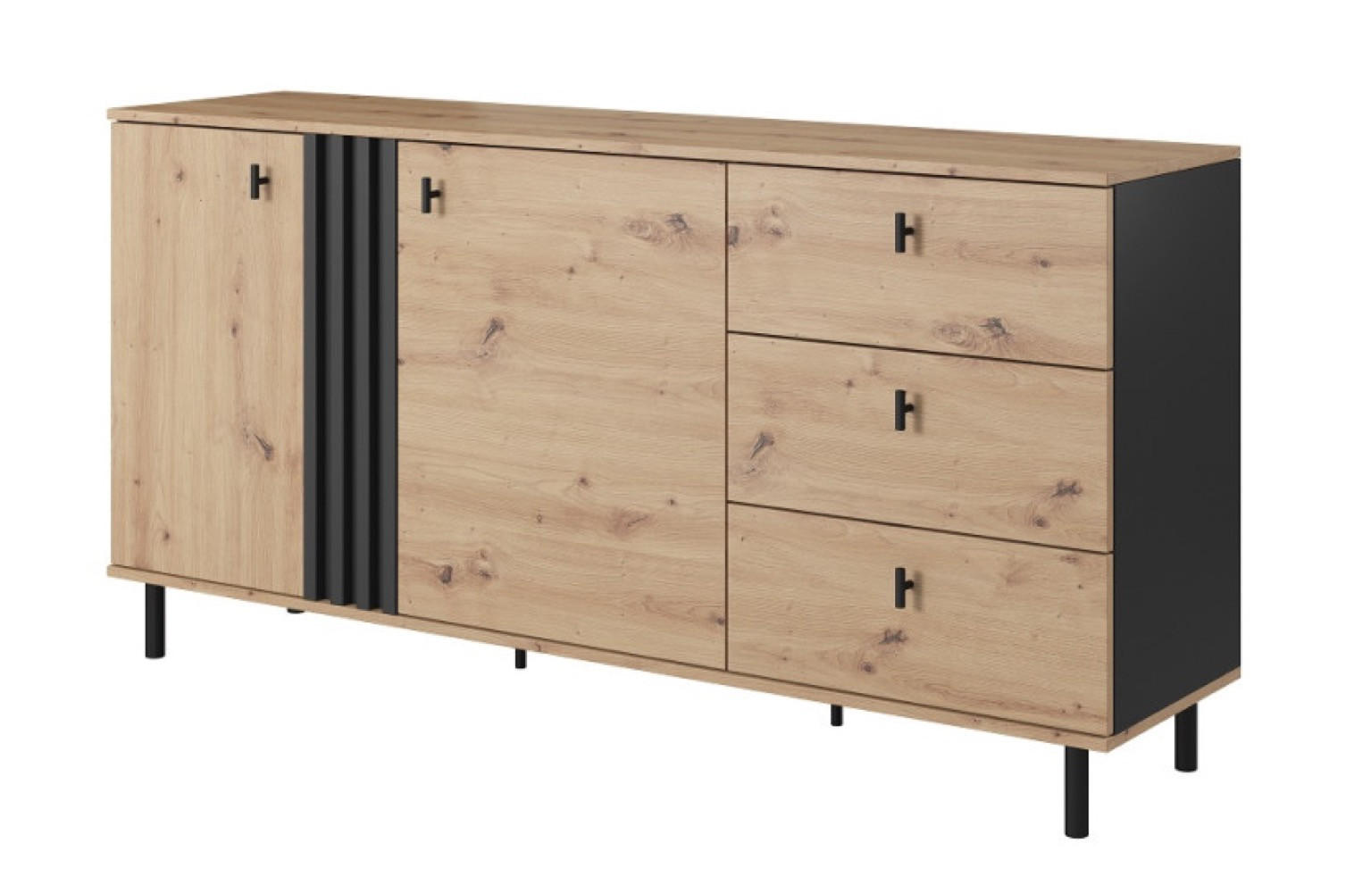 SIDEBOARD Weiß MANDI D Mit Lamellen Mit Metallgestell - Multicolor, Holzwerkstoff (165.1/82.2/40cm) - Sepro Meble