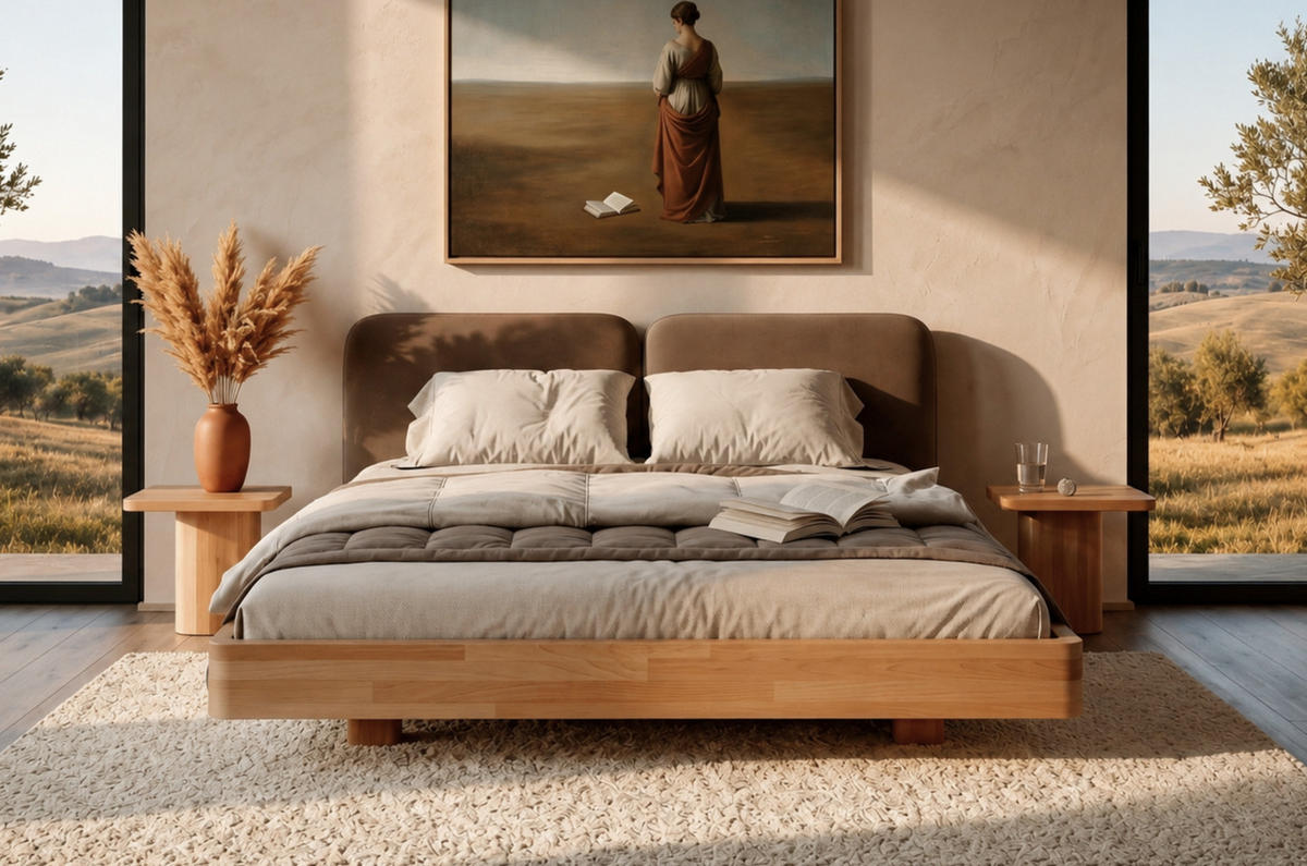 MASSIVHOLZ-NACHTTISCH Eyko MAUI, asymmetrisch, 40x35 cm, Buche - lackiert - Buchefarben, Holz (40/35/32cm)