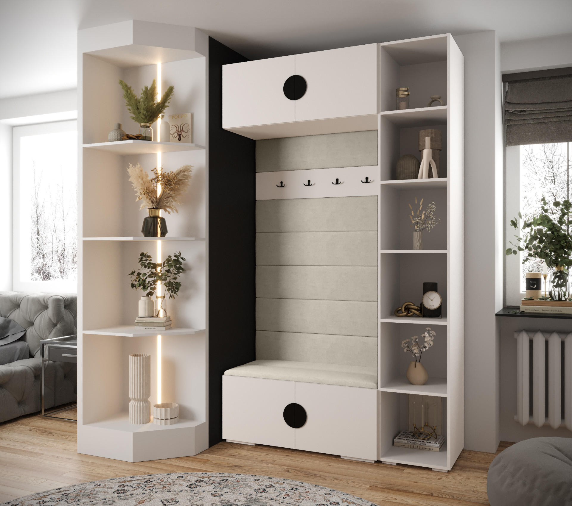 GARDEROBEN-SET 236,7/140/47 - Beige/Schwarz, Holz/Metall (140/236.7/47cm) - Abiks Möbel
