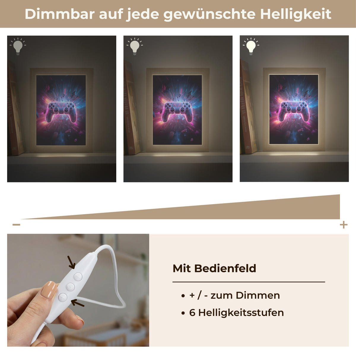 NACHTTISCHLAMPE Controller - Neon - Explosion - Abstrakt 15x20 cm - Violett, Holzwerkstoff (8/15/20cm)