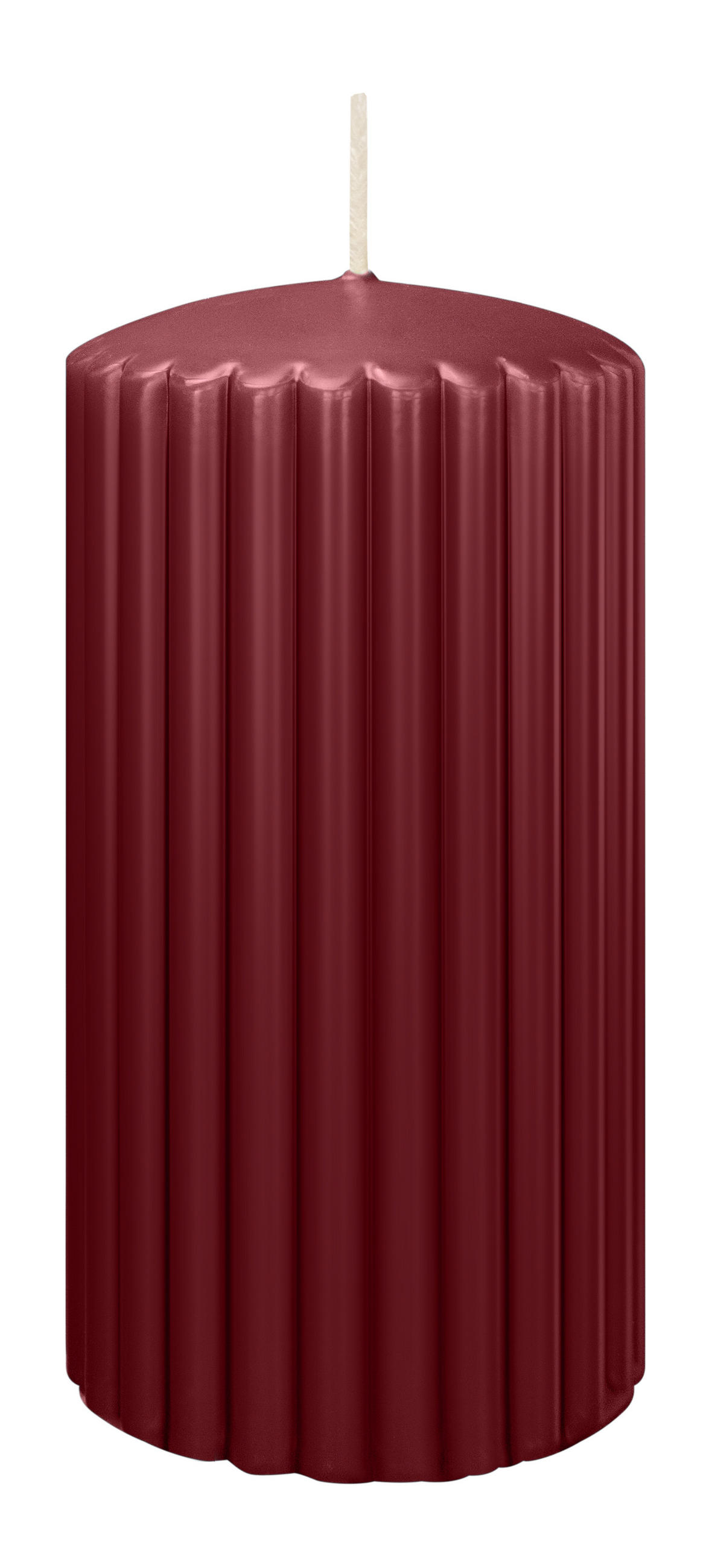 RILLEN KERZEN Bordeaux 150 x Ø 80 mm, 4 Stück - Bordeaux, Paraffin (8/15/15cm) - Wiedemann Kerzen