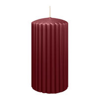 RILLEN KERZEN Bordeaux 150 x Ø 80 mm, 4 Stück - Bordeaux, Paraffin (8/15/15cm) - Wiedemann Kerzen
