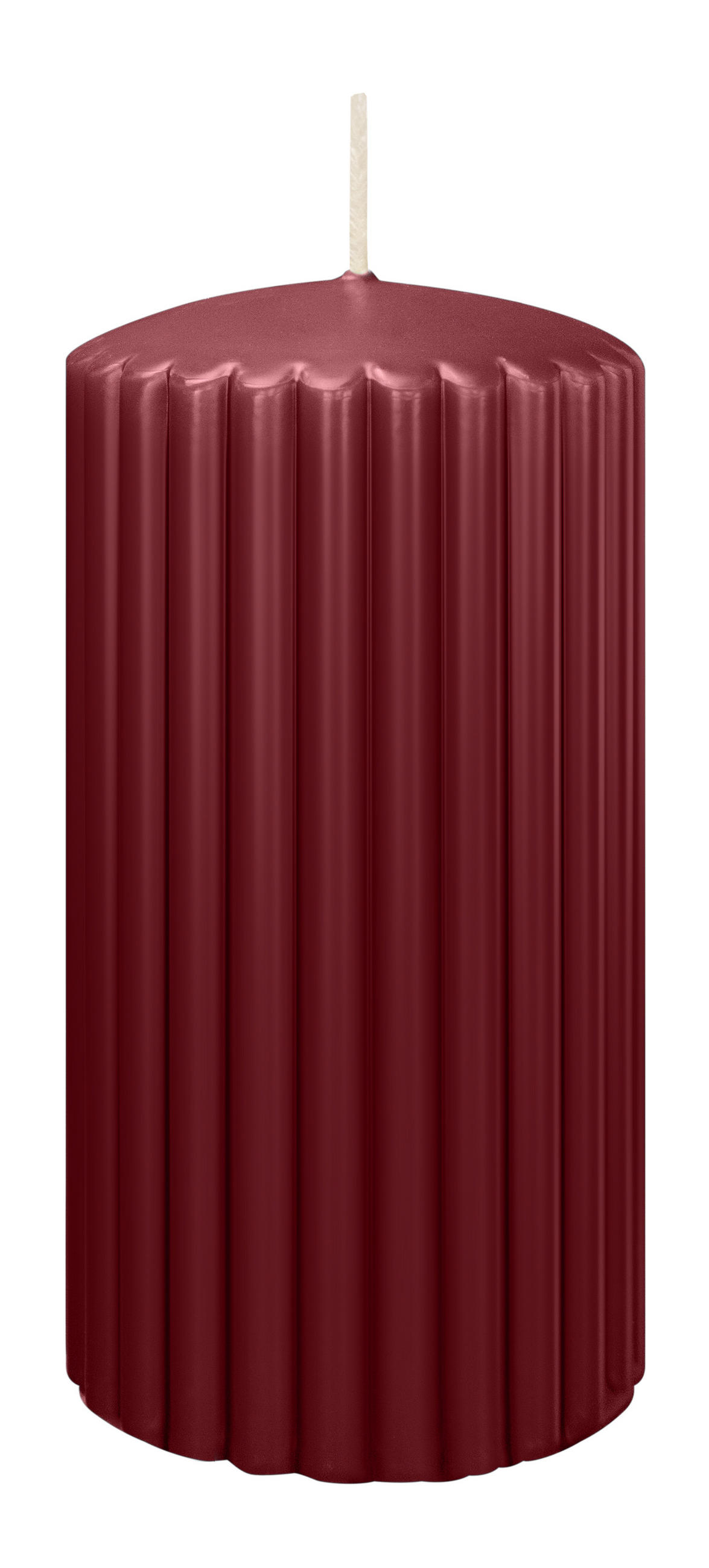 RILLEN KERZEN Bordeaux 150 x Ø 80 mm, 4 Stück - Bordeaux, Paraffin (8/15/15cm) - Wiedemann Kerzen