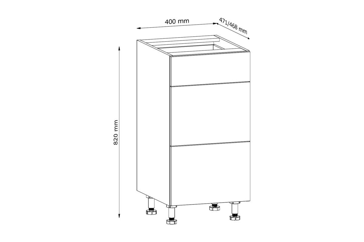 UNTERSCHRANK 40 cm – Nexa D40S3 – Beige / Push-to-Open-System - Beige, Holzwerkstoff (40/82/47cm) - ROYAL24_MARKT