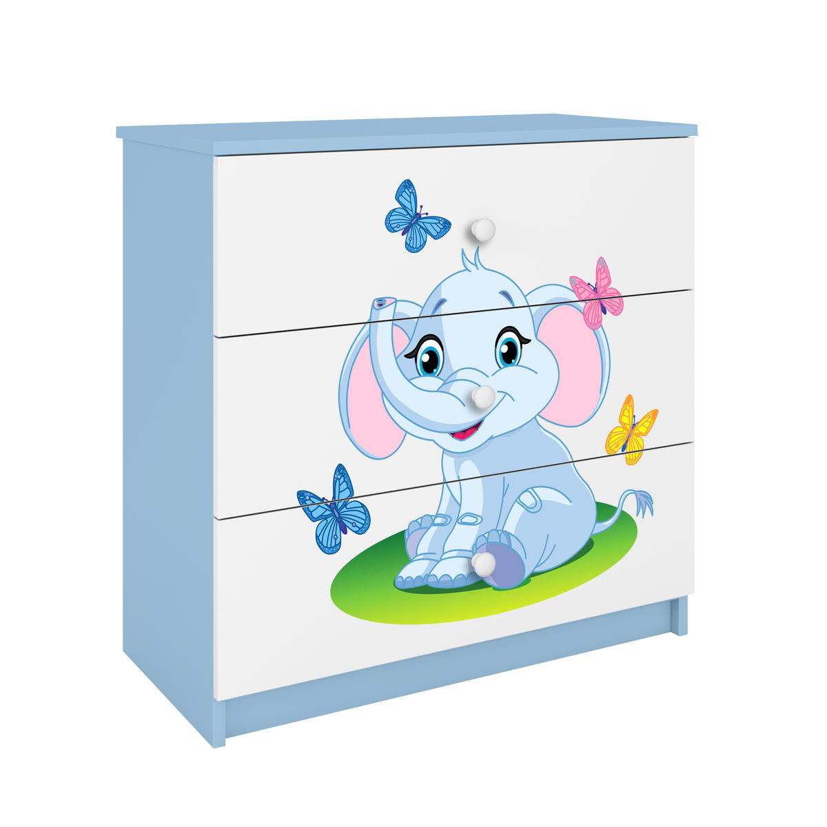 KOMMODE Babydreams Elefant 81/81/41 - Blau, Holzwerkstoff (81/81/41cm) - RAUMHIRSCH FURNITURE