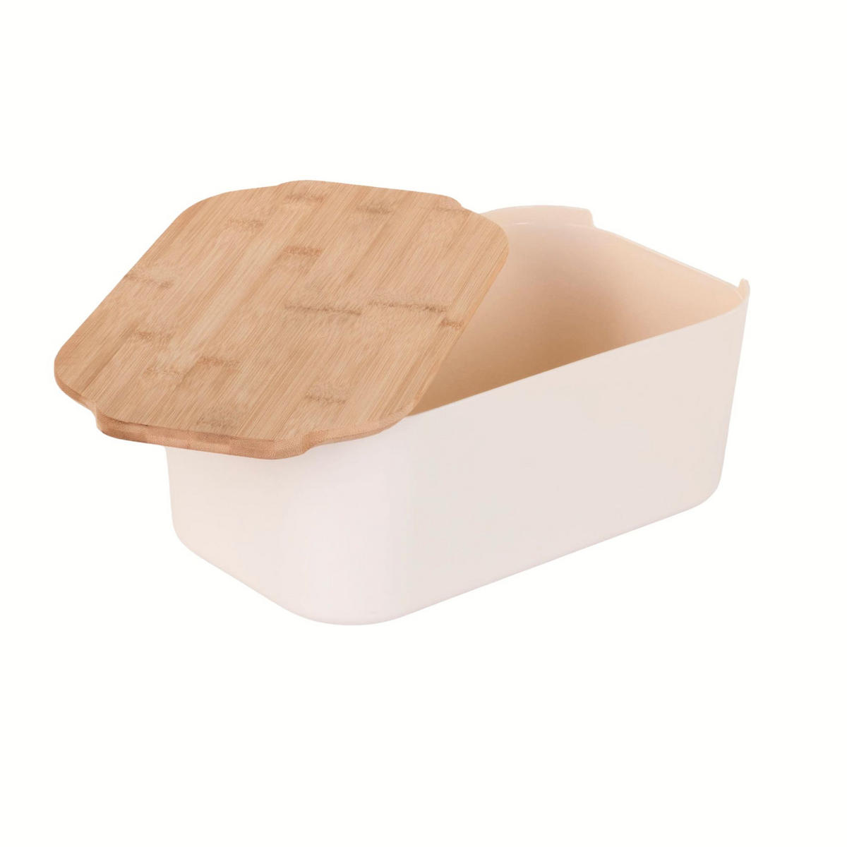 BROTKASTEN mit Bambusdeckel 33/18,5/12 cm - Weiß, Kunststoff (18.5/12/33cm) - Excellent Houseware